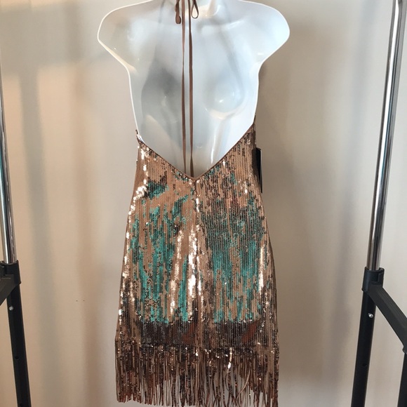 Marciano golden sand halter dress. - Picture 6 of 12